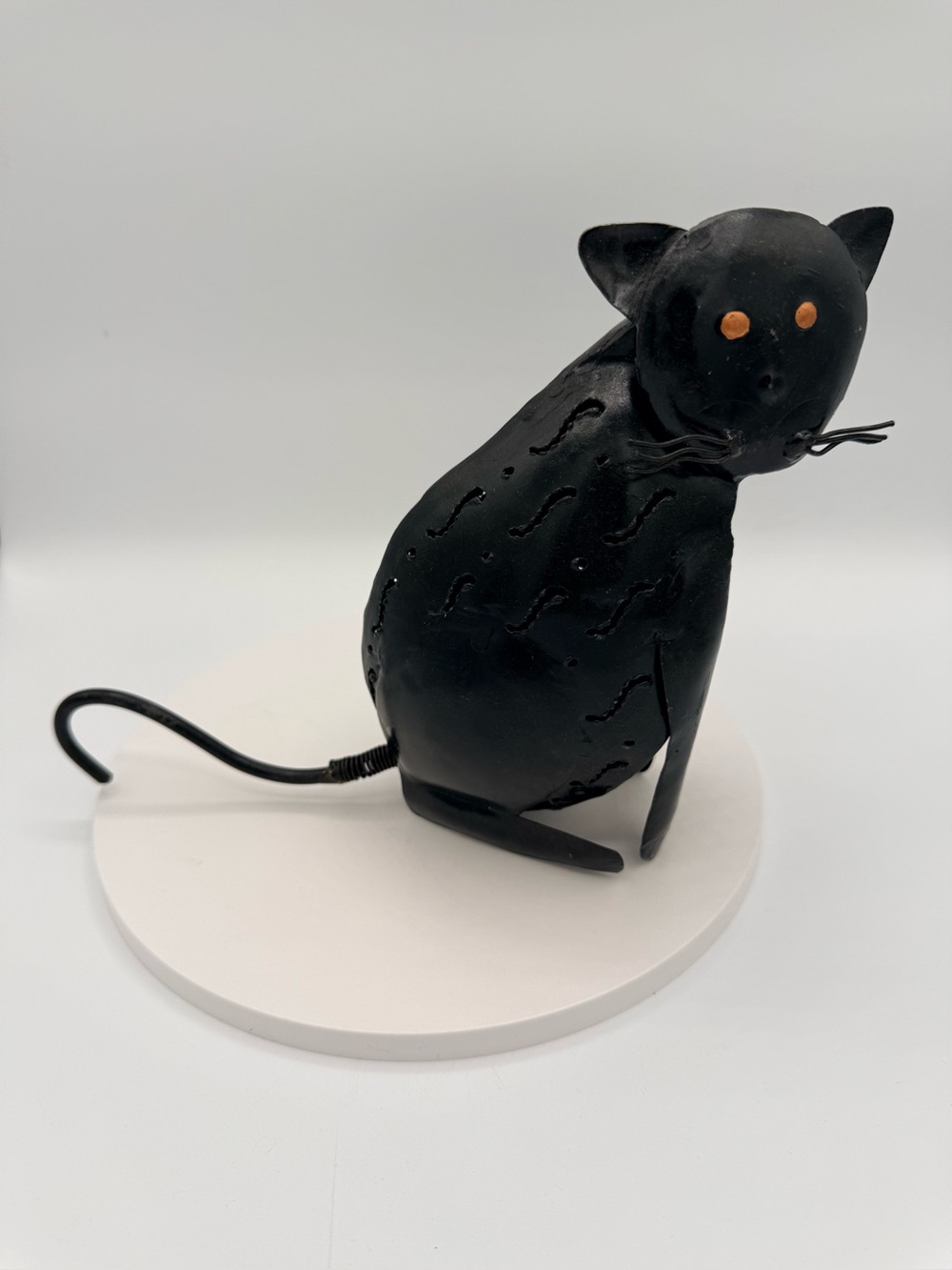 Vintage Black Decorative Metal Cat Tea Light Holder